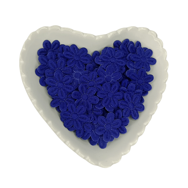 Flor de Tecido Prensada 6 pétalas 2cm x 2cm Pacote com 100 unidades | Azul Royal
