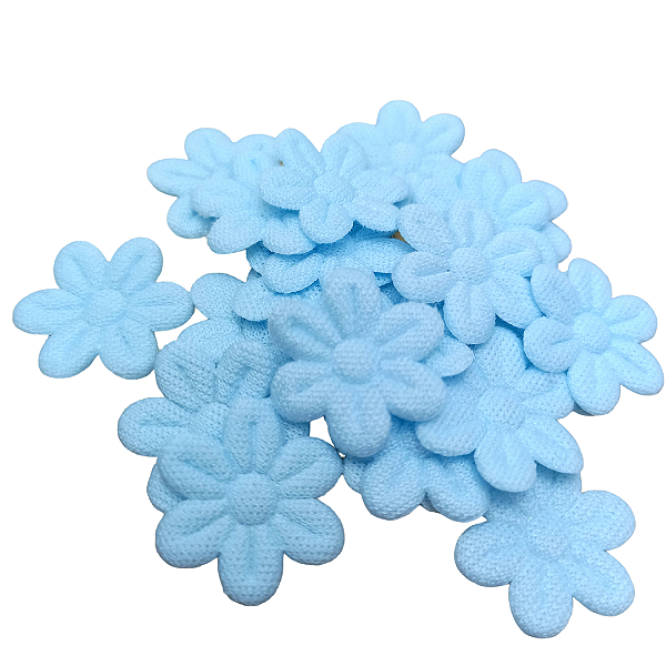 Flor de Tecido Prensada 6 pétalas 2cm x 2cm Pacote com 100 unidades | Azul Candy