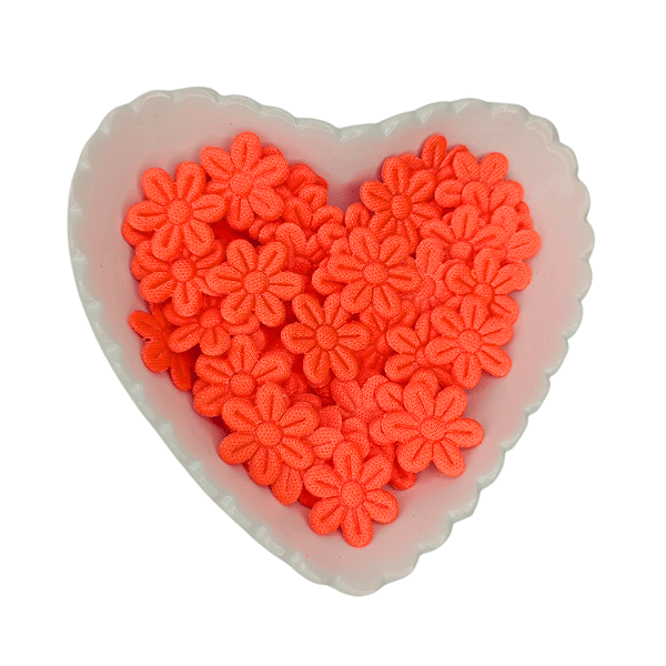 Flor de Tecido Prensada 6 pétalas 2cm x 2cm Pacote com 100 unidades | Laranja Neon