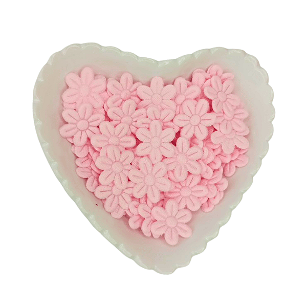 Flor de Tecido Prensada 6 pétalas 2cm x 2cm Pacote com 100 unidades | Rosa Candy