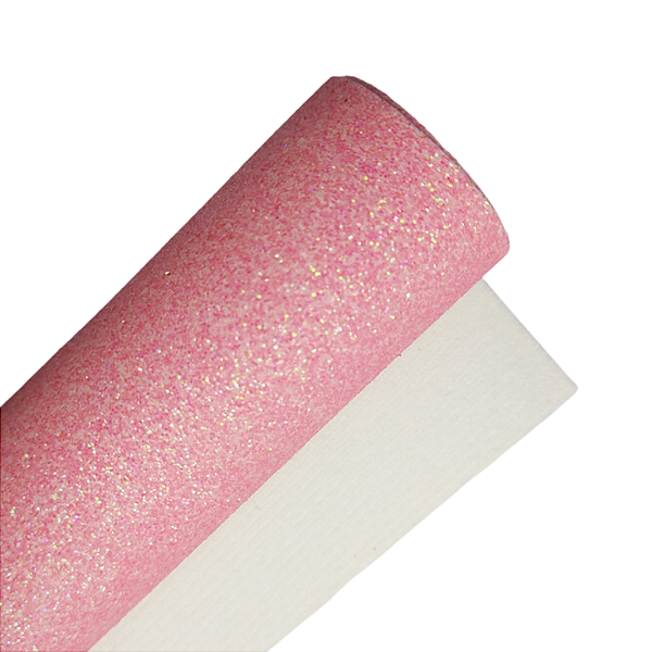 Lonita de Tecido com Glitter Fino 21cm x 29cm | Cor: Rosa Bebê