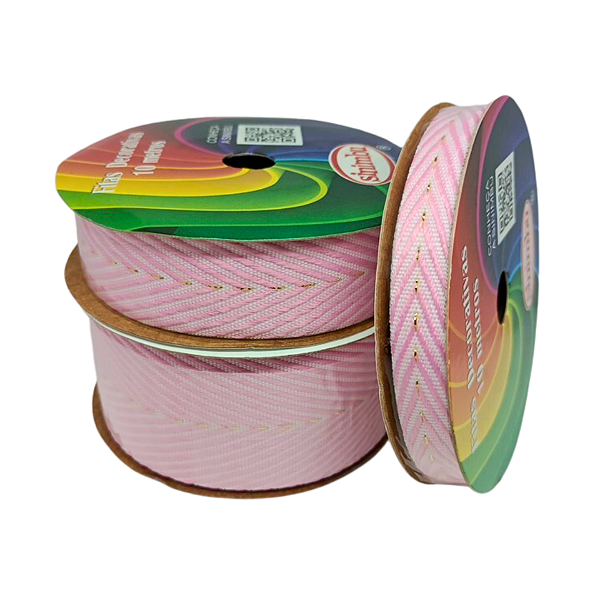 Fita SINIMBU Espinha de Peixe | 10 metros | Cor: Rosa Chiclete