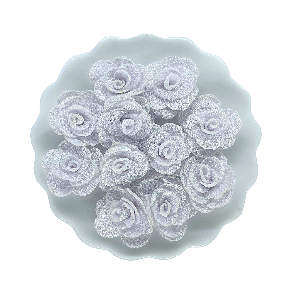 Flor de Tecido 3cm | 3 Unidades | Cor: Branco