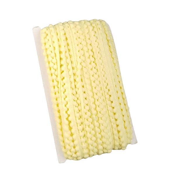 Fita Mini Pompom 10mm | 1 Metro Cor: Amarelo Bebê