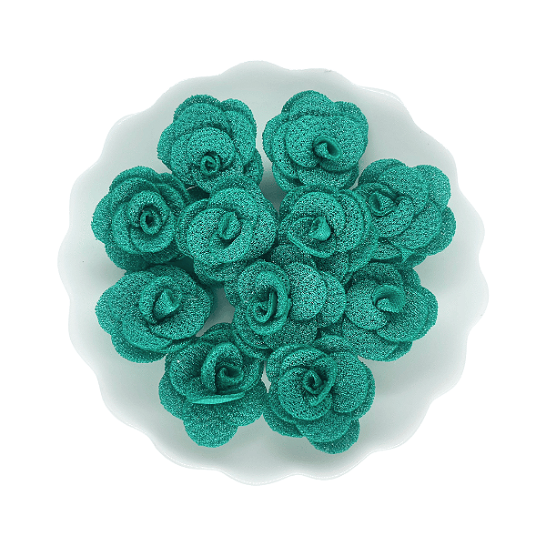 Flor de Tecido 3cm | 3 Unidades | Cor: Verde