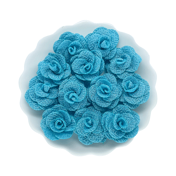 Flor de Tecido 3cm | 3 Unidades | Cor: Azul