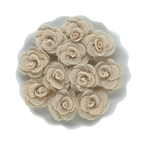 Flor de Tecido 3cm | 3 Unidades | Cor: Creme