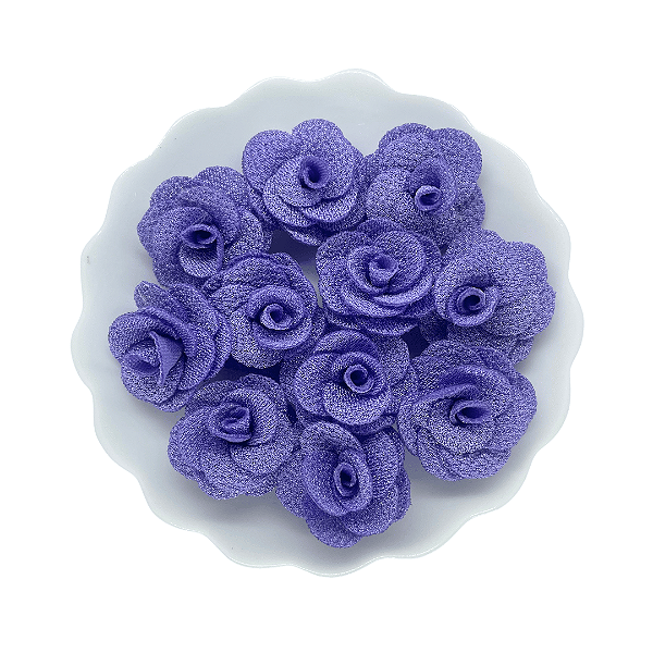 Flor de Tecido 3cm | 3 Unidades | Cor: Lilás