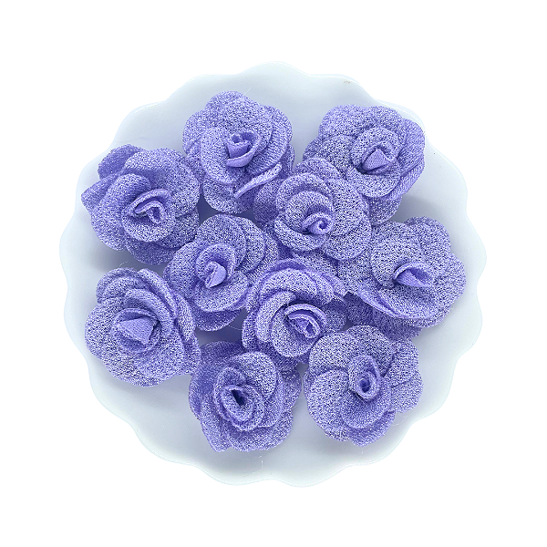 Flor de Tecido 3cm | 3 Unidades | Cor: Lilás Bebê