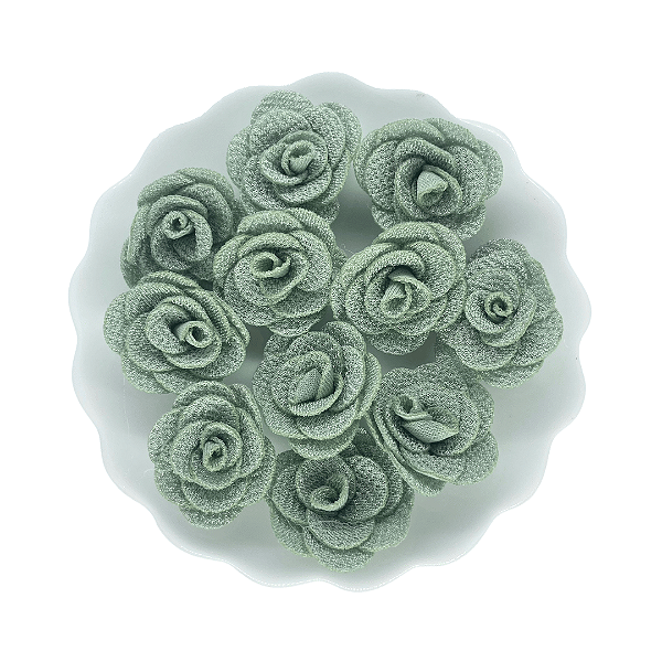 Flor de Tecido 3cm | 3 Unidades | Cor: Verde Seco