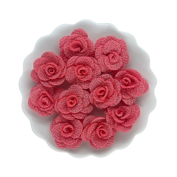 Flor de Tecido 3cm | 3 Unidades | Cor: Goiaba