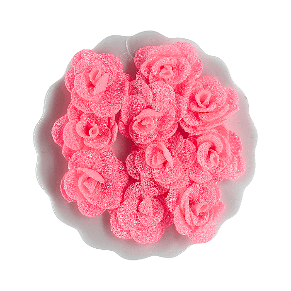 Flor de Tecido 3cm | 3 Unidades | Cor: Rosa Chiclete