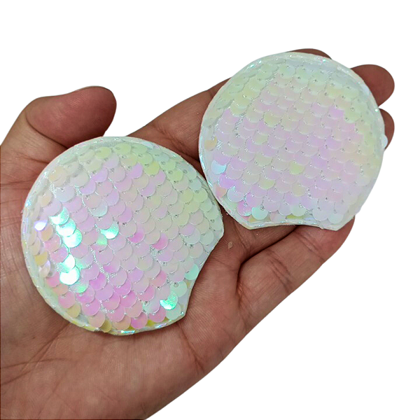 Aplique Par de Orelhas de Rato Paetê | Cor: Branco