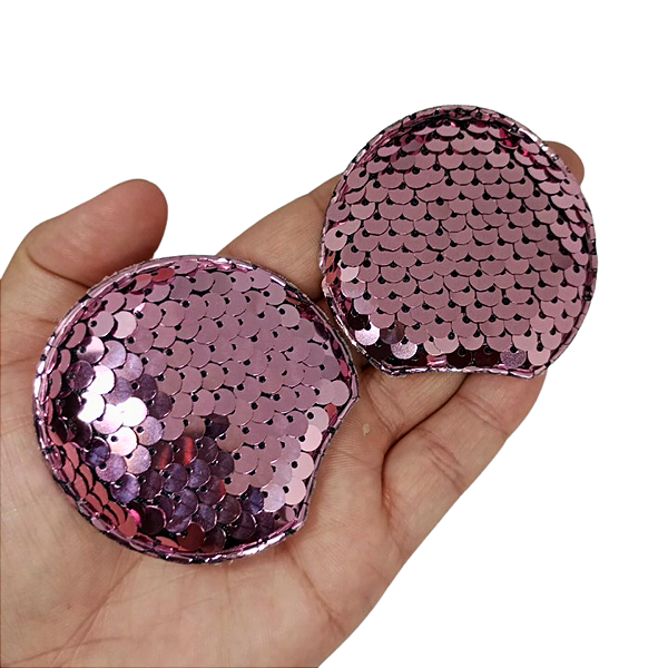 Aplique Par de Orelhas de Rato Paetê | Cor: Rosa Rose Gold