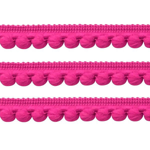 Fita Grelot Pompom Mini 13mm HAK | 2 Metros | Cor: Rosa Pink