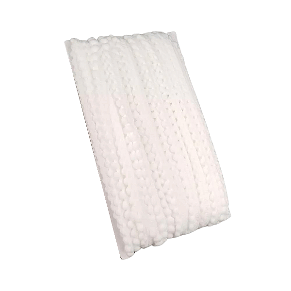 Fita Mini Pompom 10mm | 1 Metro Cor: Branco