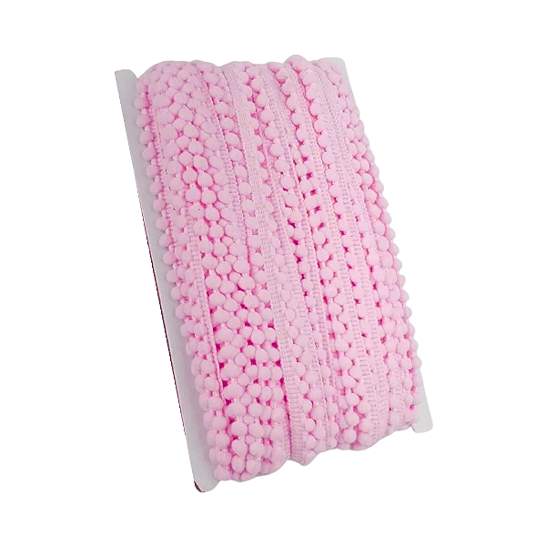 Fita Mini Pompom 10mm | 1 Metro Cor: Rosa Claro