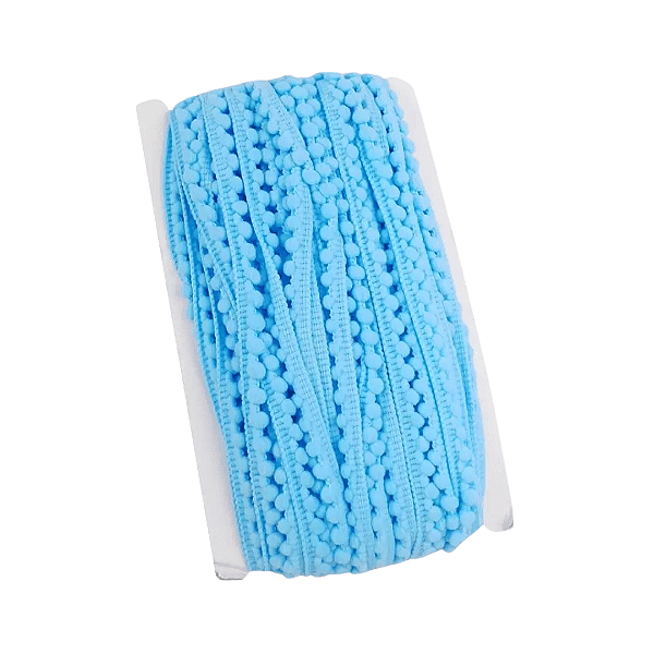 Fita Mini Pompom 10mm | 1 Metro Cor: Azul Turquesa