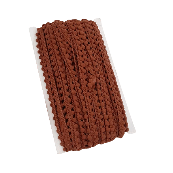 Fita Mini Pompom 10mm | 1 Metro Cor: Marrom
