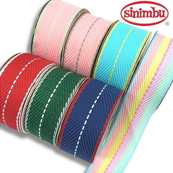 Kit Fita Escolar SINIMBU pespontada - REF 1903  - Combo 4 metros - (2 metros de cada tamanho)