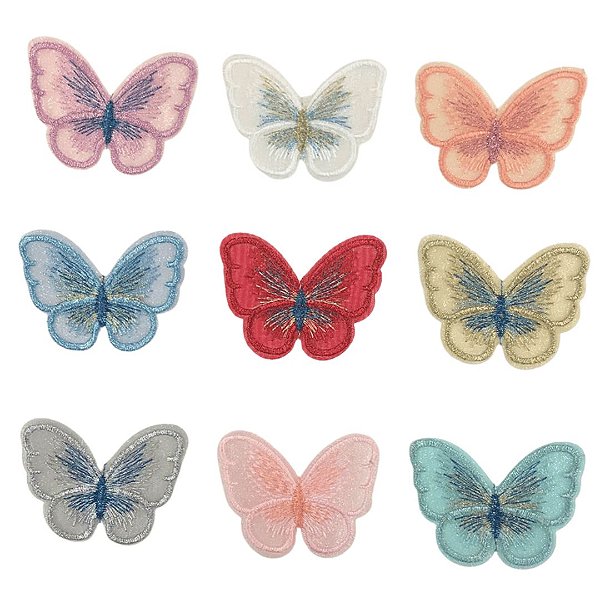 Aplique Borboleta Organza Bordada 5,3cm x4cm