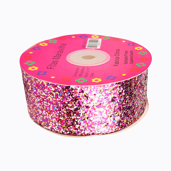 Fita Lonita Flocada 40mm | 1 Metro | Multicolor Rosa