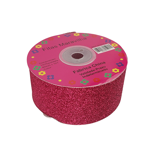 Fita Lonita com Glitter Fino 40mm | 1 Metro | Pink