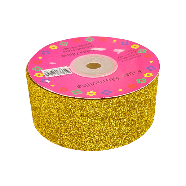 Fita Lonita com Glitter Fino 40mm | 1 Metro | Amarelo