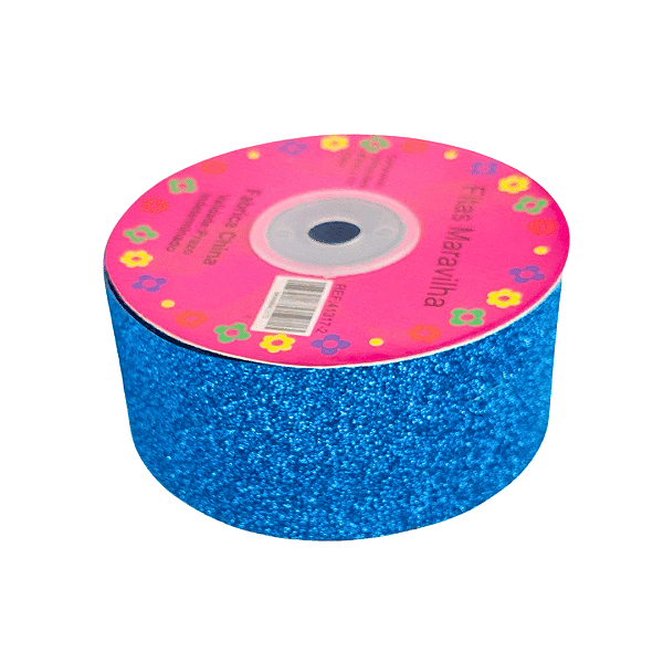 Fita Lonita com Glitter Fino 40mm | 1 Metro | Azul Turquesa