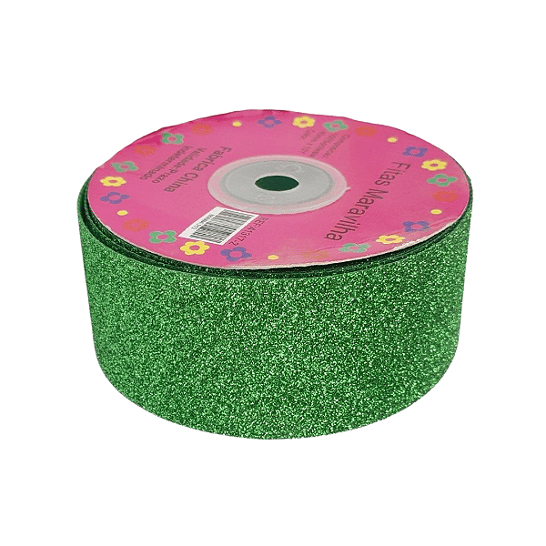 Fita Lonita com Glitter Fino 40mm | 1 Metro | Verde