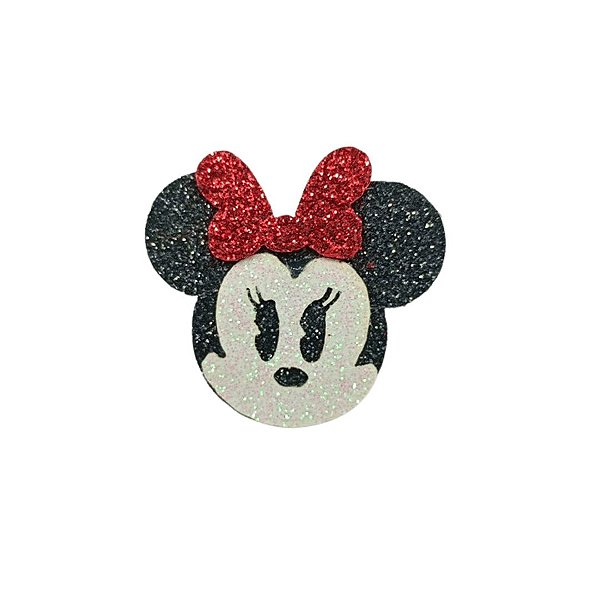 Aplique Minnie Pequena de Feltro e Lonita com Glitter
