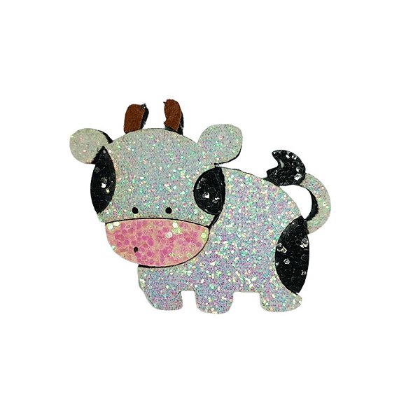 Aplique Vaquinha de Feltro e Lonita com Glitter