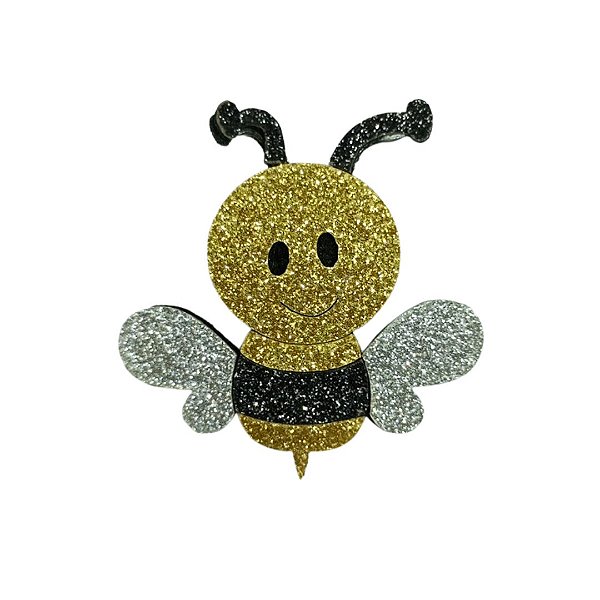 Aplique Abelha de Feltro e Lonita com Glitter