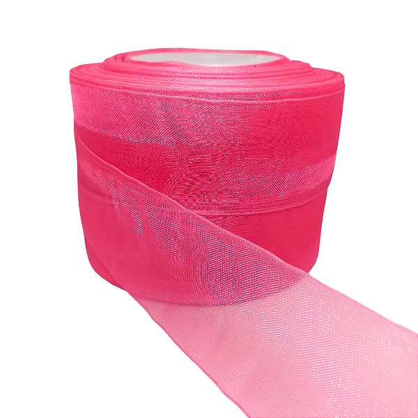 Fita Organza / Voal Nº9 38mm | 5 Metros | Cor: Rosa