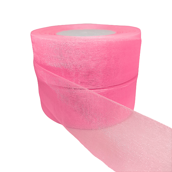 Fita Organza / Voal Nº9 38mm | 5 Metros | Cor: Rosa Bebê