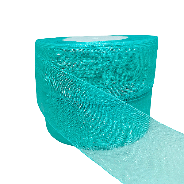 Fita Organza / Voal Nº9 38mm | 5 Metros | Cor: Verde