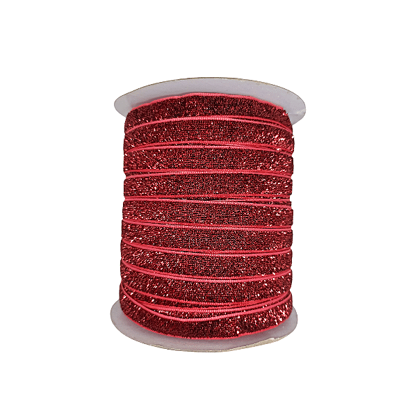 Fita Veludo Glitter Lurex Esponjada Yama | 10mm | 2 Metros | Cor: Bordo