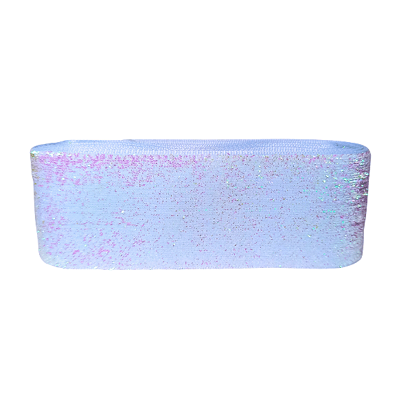 Fita Veludo Glitter Lurex Esponjada Yama | 38mm | 2 Metros | Cor: Azul Candy