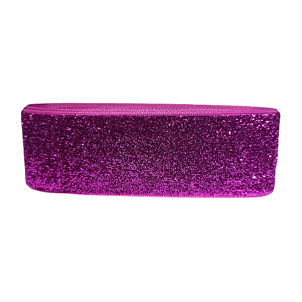 Fita Veludo Glitter Lurex Esponjada Yama | 38mm | 2 Metros | Cor: Pink