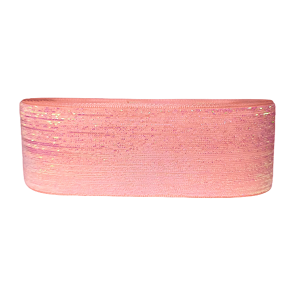 Fita Veludo Glitter Lurex Esponjada Yama | 38mm | 2 Metros | Cor: Salmão Candy
