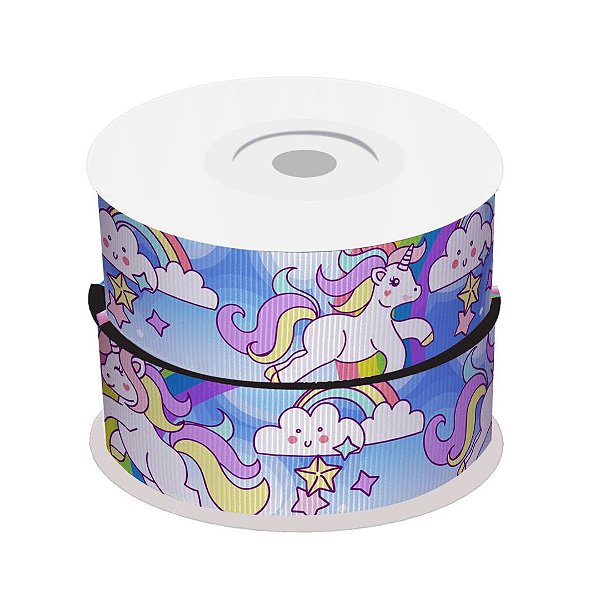 Fita de Gorgurão Estampada Unicórnio | 38mm | 2 Metros