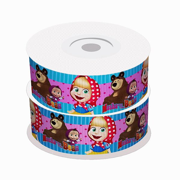 Fita de Gorgurão Estampada Masha e o Urso | 38mm | 2 Metros