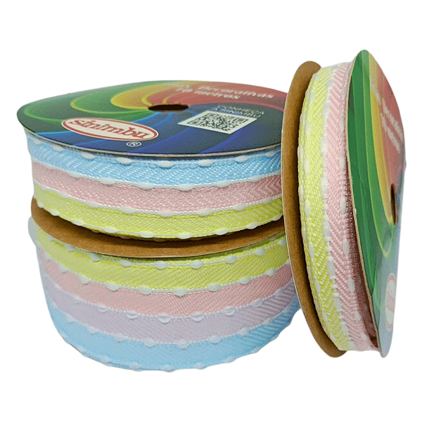 Fita Pespontada Sinimbu com Pompom | 10 Metros | Cor: Candy
