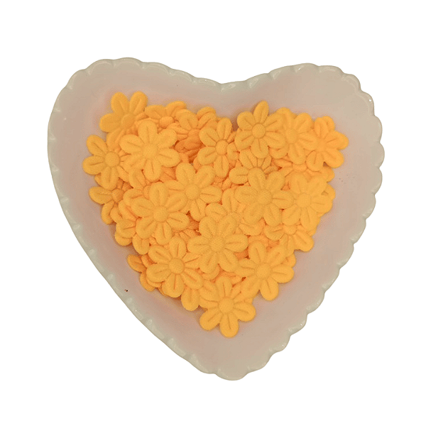 Flor de Tecido Prensada 6 pétalas 2cm x 2cm Pacote com 100 unidades | Amarelo Gema