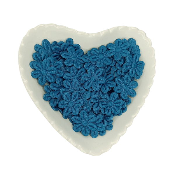 Flor de Tecido Prensada 6 pétalas 2cm x 2cm Pacote com 100 unidades | Azul Petróleo