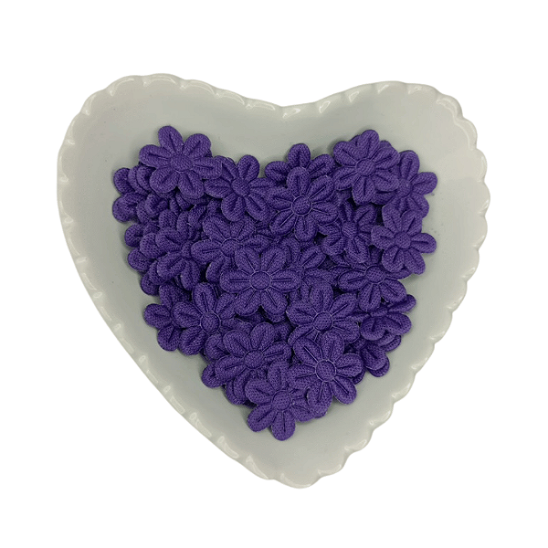 Flor de Tecido Prensada 6 pétalas 2cm x 2cm Pacote com 100 unidades | Roxo