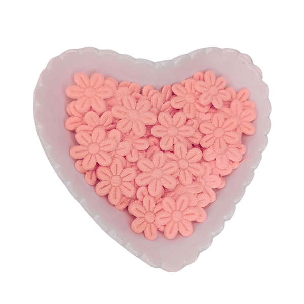 Flor de Tecido Prensada 6 pétalas 2cm x 2cm Pacote com 100 unidades | Salmão