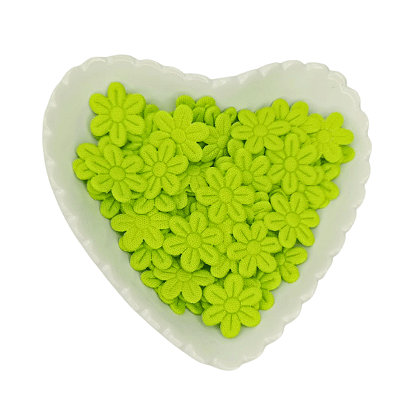 Flor de Tecido Prensada 6 pétalas 2cm x 2cm Pacote com 100 unidades | Verde Limão
