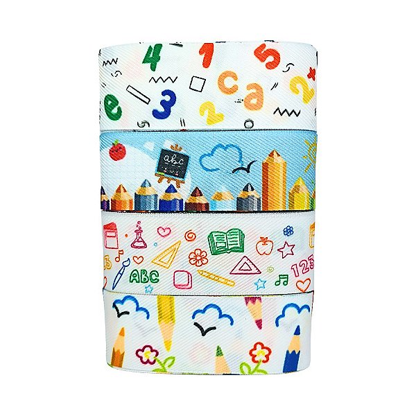 Kit Fita Sinimbu Jeans Escolar Estampada Volta às Aulas Nº9 | 38mm | 8 metros