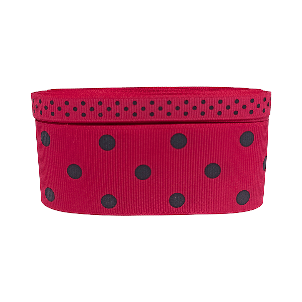 Fita Poá Gorgurão YAMA Nº2 | Nº9 | 5 Metros | Cor: 175/030 Shocking Pink/Black